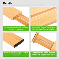4 Pack Bamboo Adjustable Kitchen Drawer Dividers (Large, 44-55 cm)