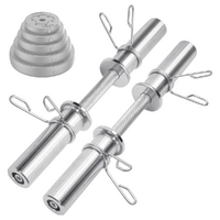 Olympic Barbell Bar 50cm Heavy Duty Dumbbell Handles Pair of Steel 100kg Weight Capacity with Spring Collars for 2" Olympic Weight Plate Strength Trai