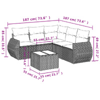 6 Piece Garden Sofa Set with Cushions Grey Poly Rattan