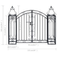 Ornamental Garden Gate Wrought Iron 122x20.5x100 cm