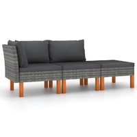 Sofa Poly Rattan and Solid Eucalyptus Wood