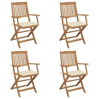 Folding Garden Chairs with Cushions Solid Wood Acacia