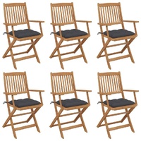 Folding Garden Chairs with Cushions Solid Wood Acacia