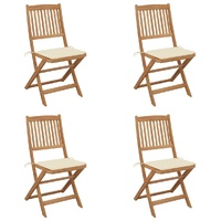 Folding Garden Chairs with Cushions Solid Wood Acacia