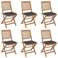 Folding Garden Chairs with Cushions Solid Wood Acacia