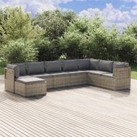 Garden Lounge Set with Cushions Grey Poly Rattan