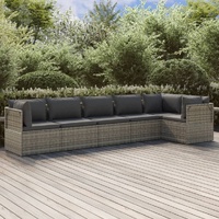 Garden Lounge Set with Cushions Grey Poly Rattan