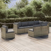 Garden Lounge Set with Cushions Grey Poly Rattan