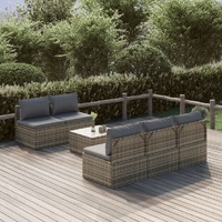 Garden Lounge Set with Cushions Grey Poly Rattan