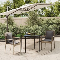 Garden Dining Set with Cushions Black Poly Rattan