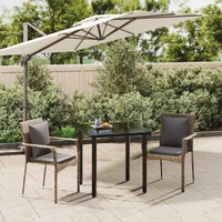 Garden Dining Set with Cushions Poly Rattan