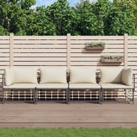 Garden Lounge Set with Cushions Anthracite Poly Rattan