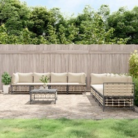 Garden Lounge Set with Cushions Anthracite Poly Rattan