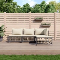 Garden Lounge Set with Cushions Anthracite Poly Rattan