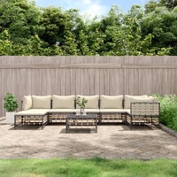 Garden Lounge Set with Cushions Anthracite Poly Rattan
