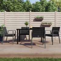 Garden Dining Set with Cushions Poly Rattan and Steel