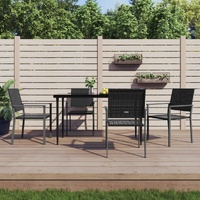 Garden Dining Set with Cushions Poly Rattan and Steel
