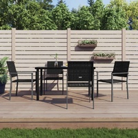 Garden Dining Set with Cushions Poly Rattan and Steel