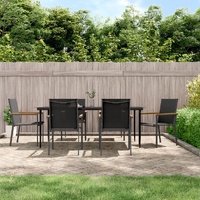 Garden Dining Set Black Textilene and Steel