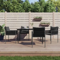 Garden Dining Set with Cushions Poly Rattan and Steel