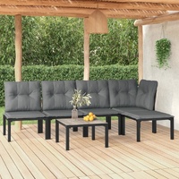 Garden Lounge Set Black and Grey Poly Rattan
