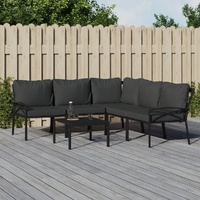 Garden Lounge Set with Grey Cushions Steel
