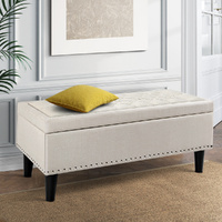 Storage Ottoman Blanket Box 96cm Linen Taupe