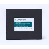 Elan Linen 100% Egyptian Cotton Vintage Washed 500TC Charcoal Queen Bed Sheets Set