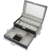 12 Slot PU Leather Lockable Watch and Jewelry Storage Boxes (Black)