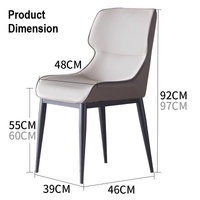 Orange Brown Italian Minimal List Dining Chairs PU Retro Chair Cafe Kitchen Modern Metal Legs x2