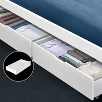 Set of 2 Bed Frame Storage Drawers Timber Trundle for Wooden Bed Frame Base White