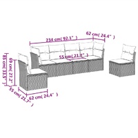 6 Piece Garden Sofa Set with Cushions Black Poly Rattan