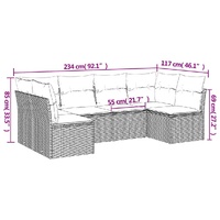 6 Piece Garden Sofa Set with Cushions Black Poly Rattan