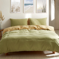 Cosy Club Washed Cotton Quilt Set Yellow Lime Double