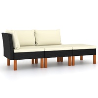 Sofa Poly Rattan and Solid Eucalyptus Wood