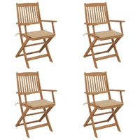 Folding Garden Chairs with Cushions Solid Wood Acacia