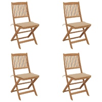 Folding Garden Chairs with Cushions Solid Wood Acacia