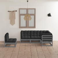 5 Piece Garden Lounge Set Solid Pinewood