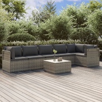 Garden Lounge Set with Cushions Grey Poly Rattan
