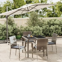 Garden Dining Set with Cushions Poly Rattan