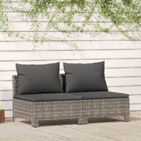 Garden Lounge Set with Cushions Grey Poly Rattan