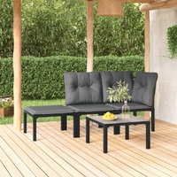Garden Chair with Cushions Black and Grey Poly Rattan