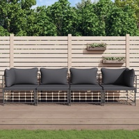 Garden Lounge Set with Cushions Anthracite Poly Rattan