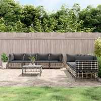 Garden Lounge Set with Cushions Anthracite Poly Rattan