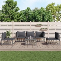 Garden Lounge Set with Cushions Anthracite Poly Rattan