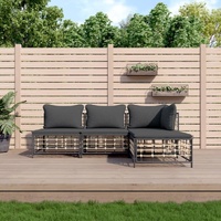 Garden Lounge Set with Cushions Anthracite Poly Rattan