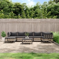 Garden Lounge Set with Cushions Anthracite Poly Rattan