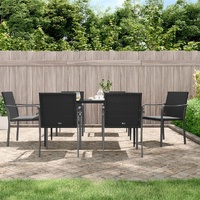 Garden Dining Set with Cushions Poly Rattan and Steel