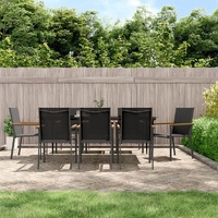 Garden Dining Set Black Textilene and Steel