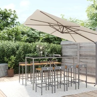 Garden Bar Set Poly Rattan& Solid Wood Acacia